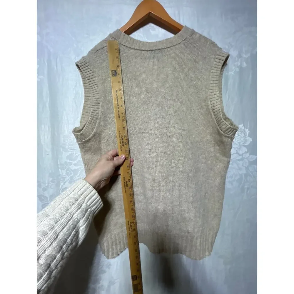 Vintage Sweater Vest Large Beige Cable Knit Classics